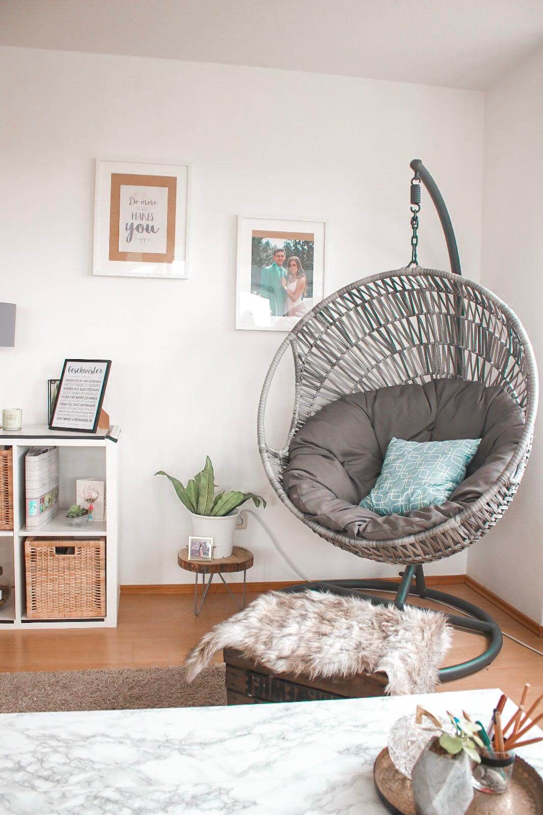 5 Interior Design Tips- Tropical Boho Living Room and Hanging Chair